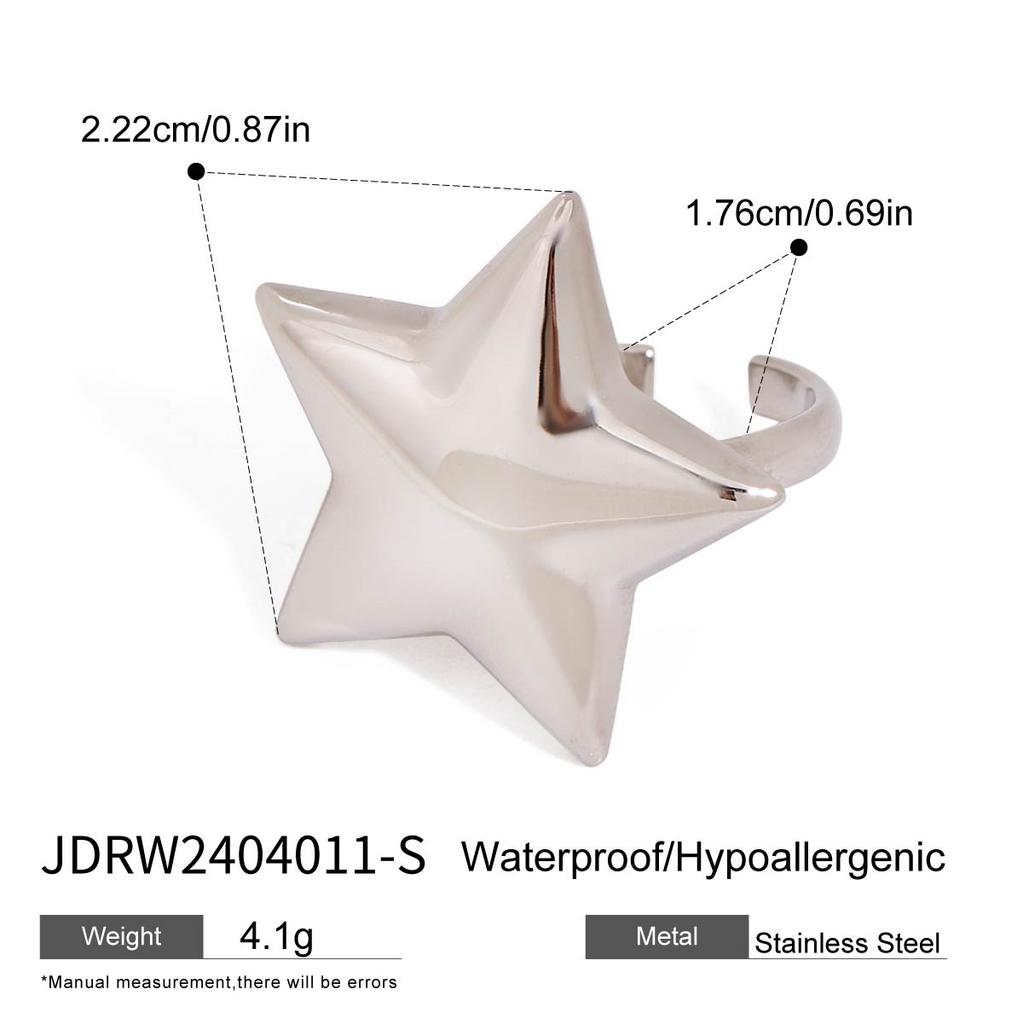 Youthway Metal Pentagram Pendant Jewelry Sets Stainless Steel Necklace Earring Ring Sets Minimalist Fashion Jewelry Wholesale