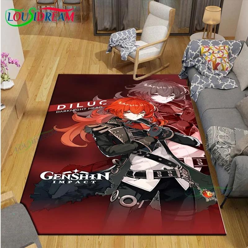 Popular Cartoon Game G-Genshin Impact Printed Carpet Living Room Anti-Skid Area Rug Kids Bedroom Mats Yoga Mat Carpet Decor Gift