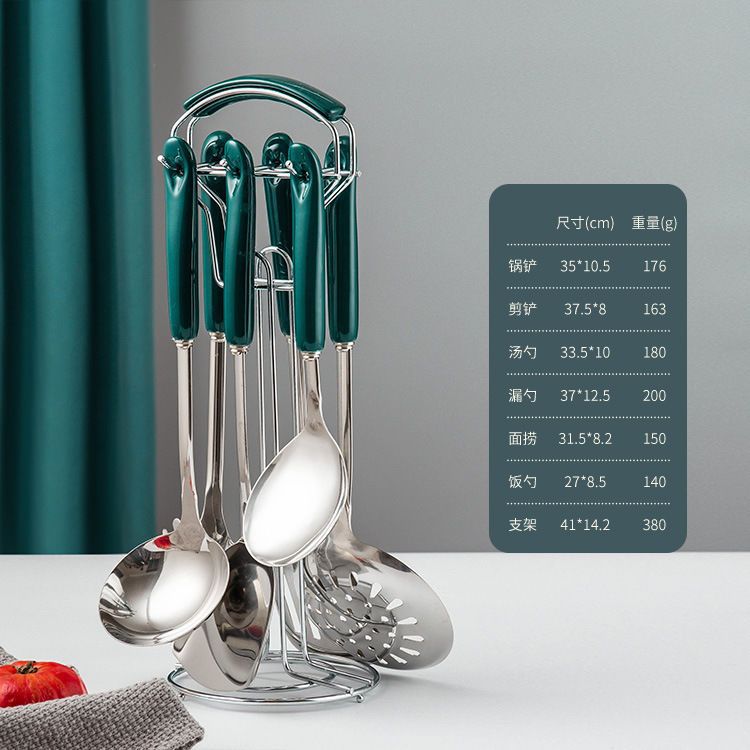 

7pcs Stainless Steel Spatula Soup Spoon Kitchenware Set Cooking Spatula Kitchen Supplies Ceramic Handle Nordic Kitchen Tools