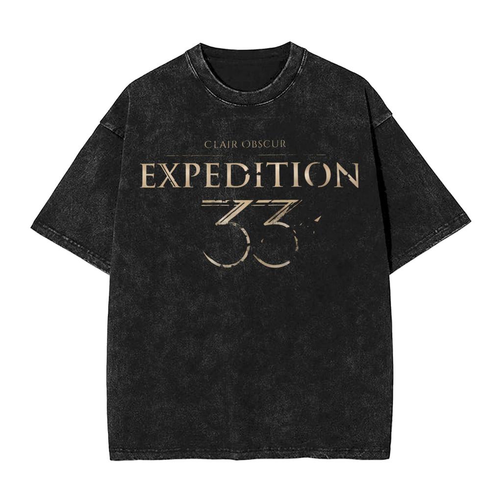 Clair Obscur Expedition 33 T Shirts for Men Pure Cotton Leisure TShirt O Neck Video Game Tees Short Sleeve Tops Printing