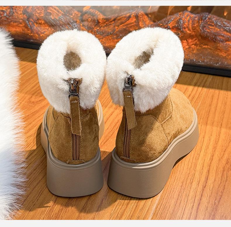 Counter Fleece Thick-soled Height-increasing Martin Boots 22 New Retro Fleece Warm Snow Boots