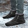 Zipper Cotton Shoes Men's Plush Snow Boots Waterproof Boots Winter Non-slip Outdoor Casual Shoes Short Boots