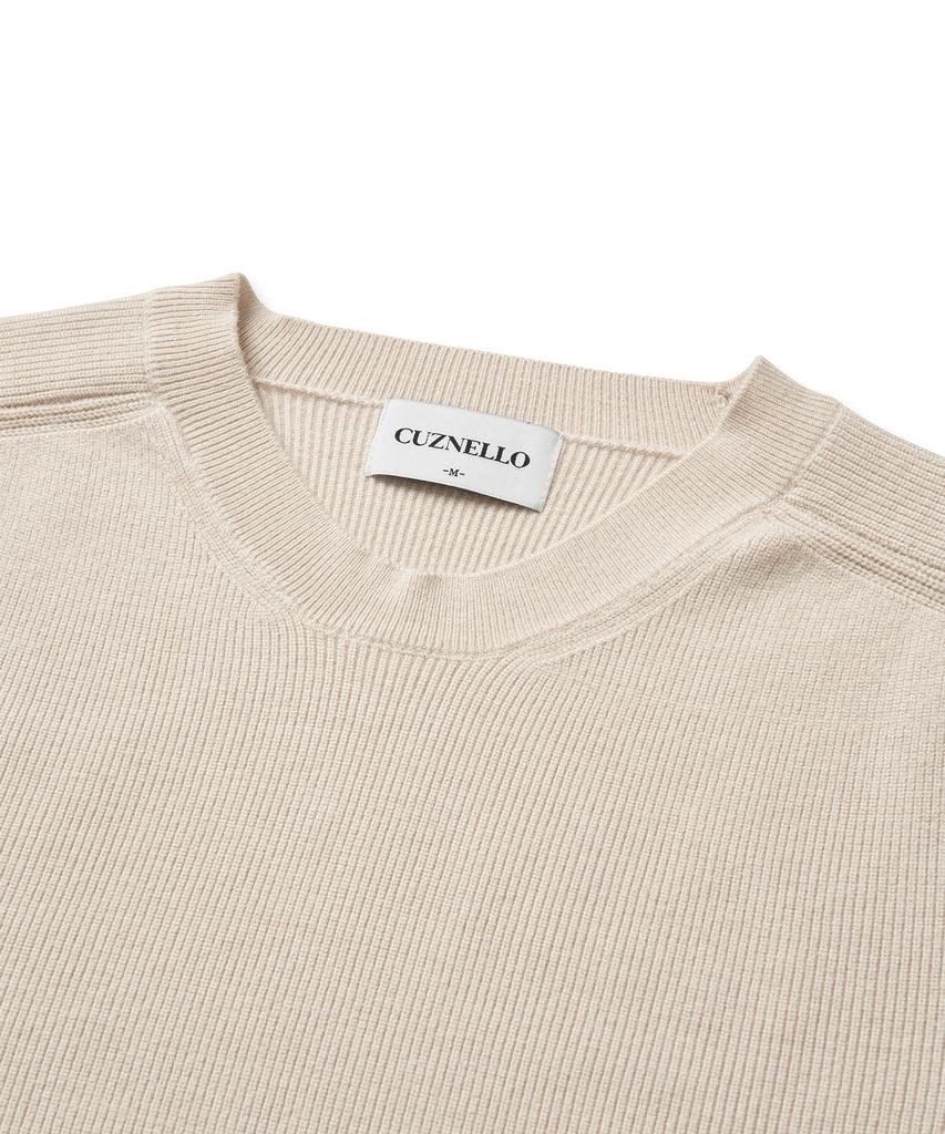 CUZNELLO Soft Saddle Crewneck Knit_Oatmeal