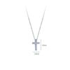 Korean Style Zircon Cross Pendant Necklace - Elegant Silver Plated Shimmering Crucifix Clavicle Chain for Women Minimalist Daily Jewelry