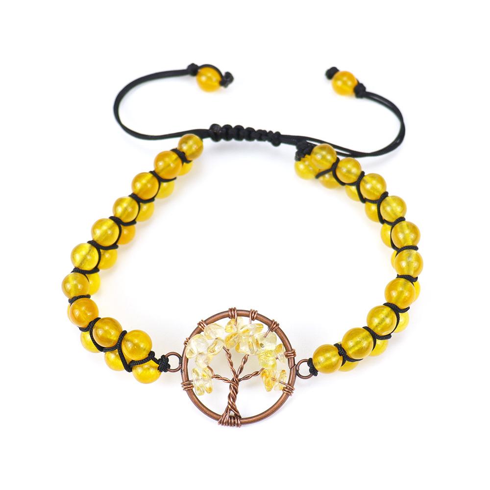 Vintage Handwoven Natural Crystal Red Agate Beads Tree Of Life Bracelet Adjustable B11