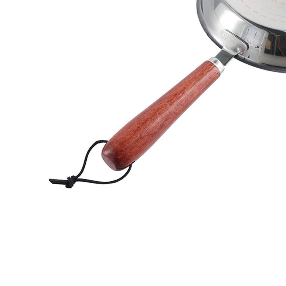 304 Stainless Steel Open Skillet Wooden Handle Butter Heating Pan New Frying Pan  Kitchen Supplies