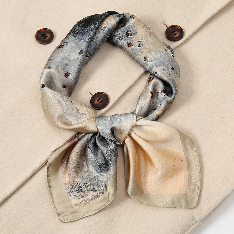 Luxus Damen Seiden-Quadratschal Schal Mode Xiaoxiangfeng Druckdesign Satin Hijab Tücher Halstuch Damen Haarbänder 70*70CM