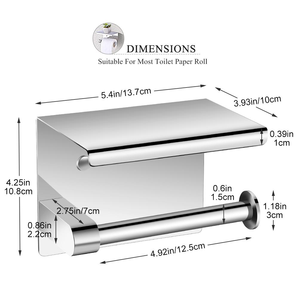 Wall Mounted Tissue Holder, SUS304 Stainless Steel Bathroom Toilet Paper Holder