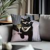 Trending BBlack Catead Cushion Cover Antidustmite Pillowcase Invisible Zipper Silky Short Plush Sofa Cushion Cover