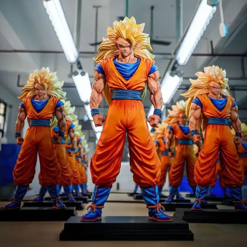 34cm Anime Dragon Ball Z Super Saiyan 3 Son Goku Action Figures Standing Model Pvc Statue Desktop Decoration Ornament Toys Gifts