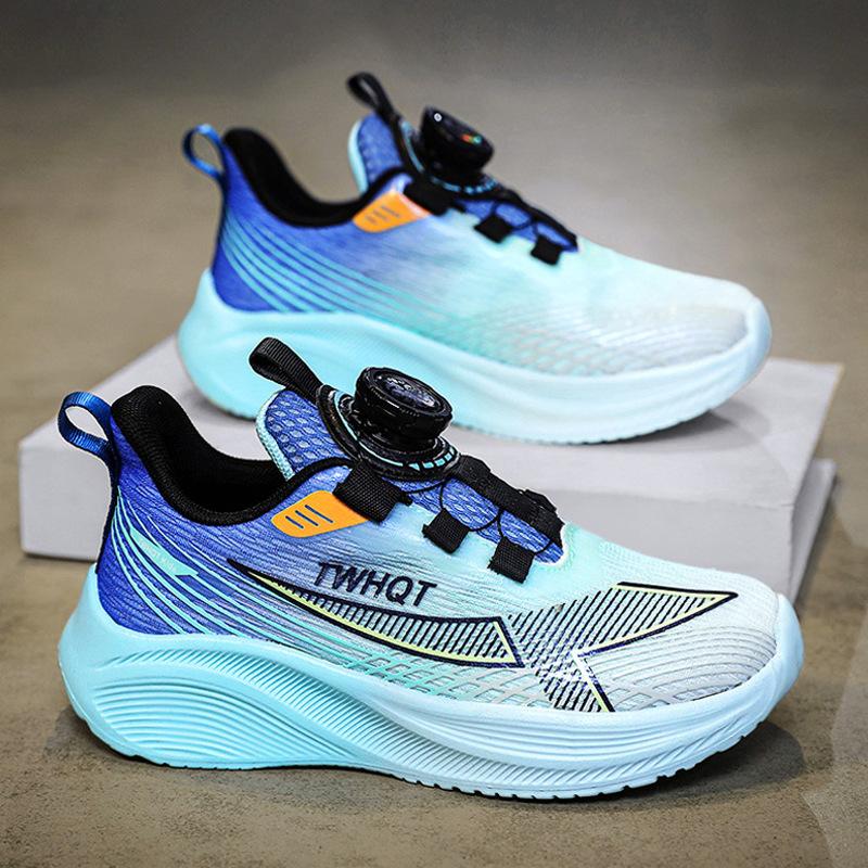 Children's Shoes Boys 2025 Spring New Boys Mesh Breathable Sports Running Shoes Middle Children Fried Street Knob