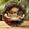 Flat Round Metal Wall Art Medallion 2D Traditional Home Church Decor