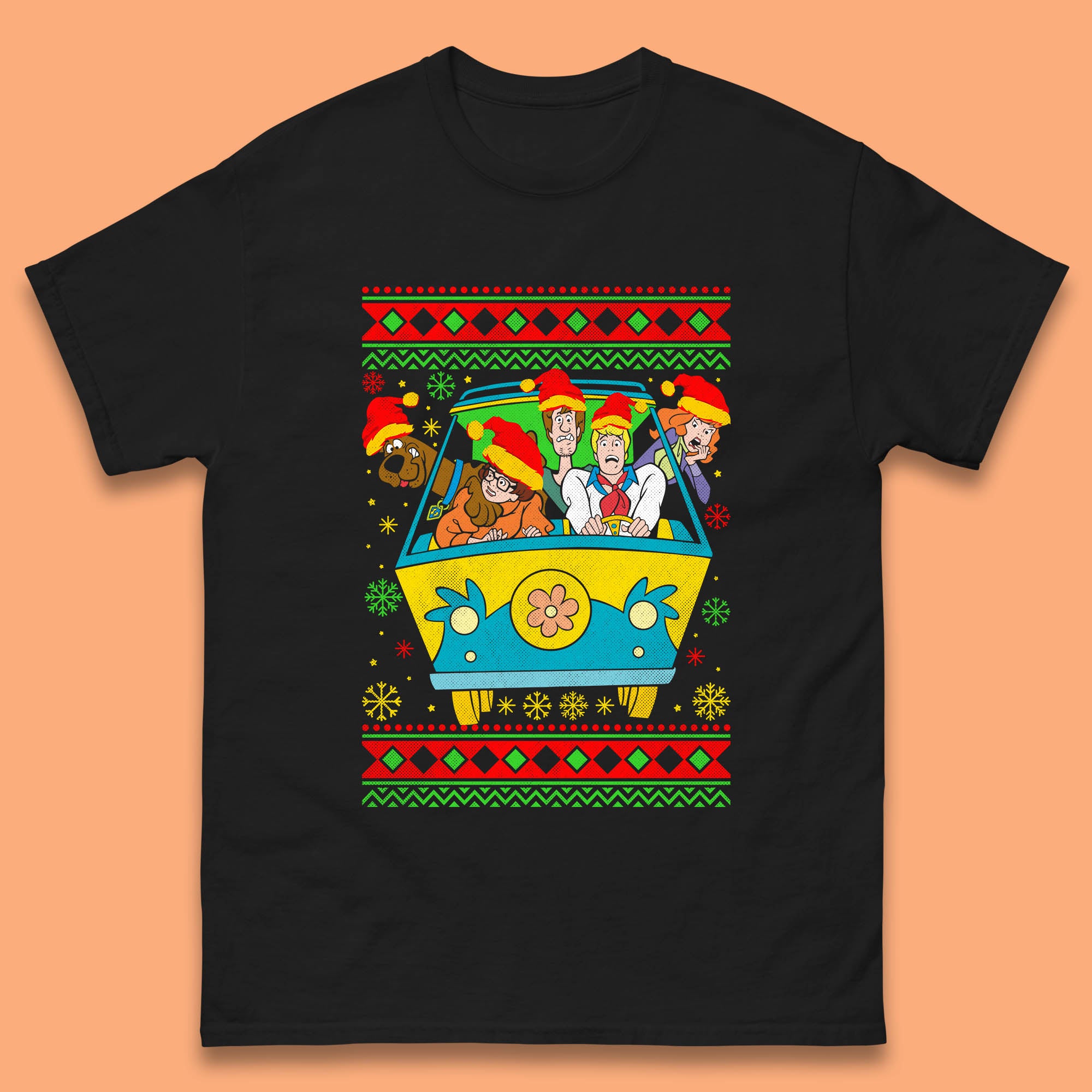Scooby Doo And Friends Mystery Machine Van Christmas Mens T Shirt Womens Tops Tees 3XL