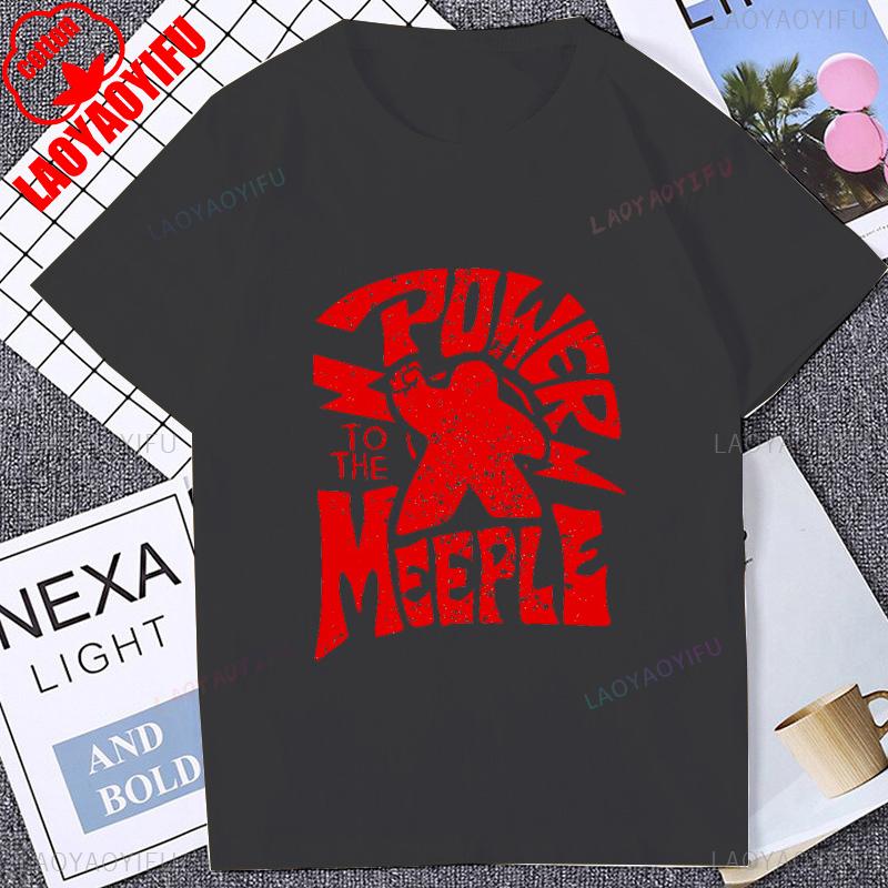 Power To The Meeple Funny Board Game Tshirt Casual Fashion Hip Hop Cotton Man T Shirt Breathe Summer Style Y2K Women T-shirt