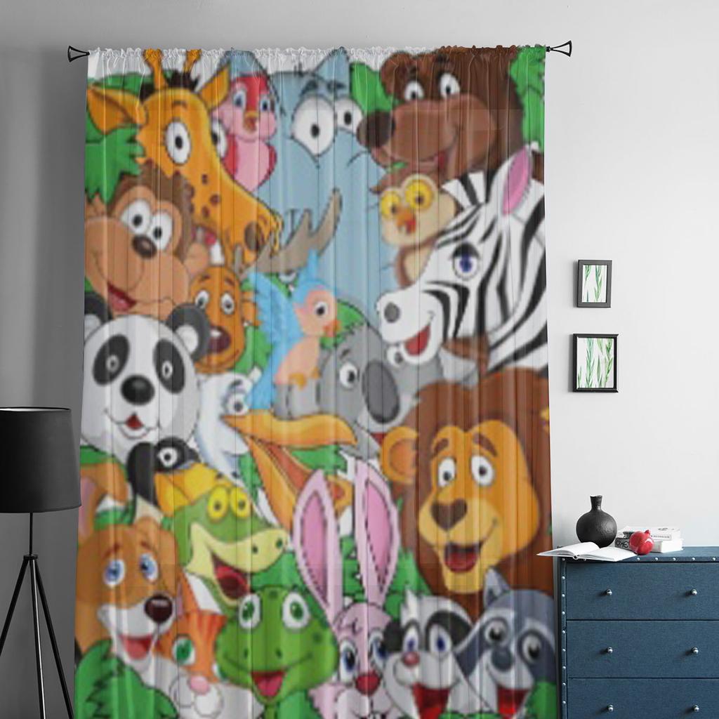 Animal Cartoon Background Tulle Sheer Curtains for Living Room the Room Bedroom Kitchen Decoration Voile Organza Curtains