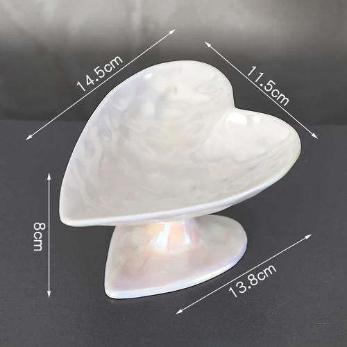 Creative Love Tray Ceramic Heart Shaped Jewelry Cosmetic Box Delicate Tall Fruit Dessert Plate Display Stand Table Ornament New