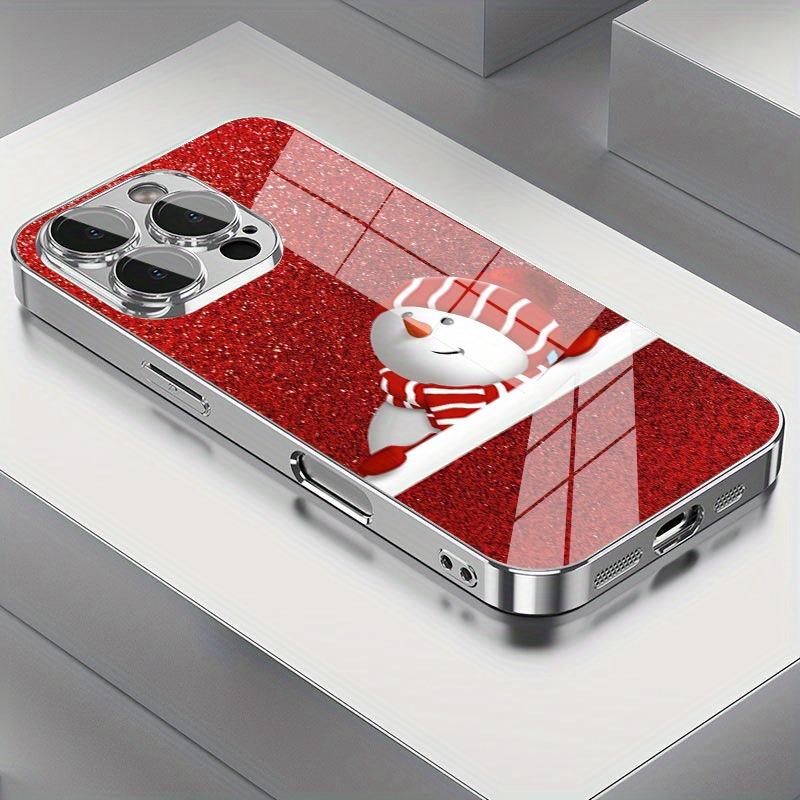 

Рождественский Санта-Клаус Снеговик Узор Стеклянный Гальванизированный Чехол Для Телефона Для iPhone 17 16 15 14 13 12 Pro Max Plus 16E 17 Air Cover iPhone 14 Plus