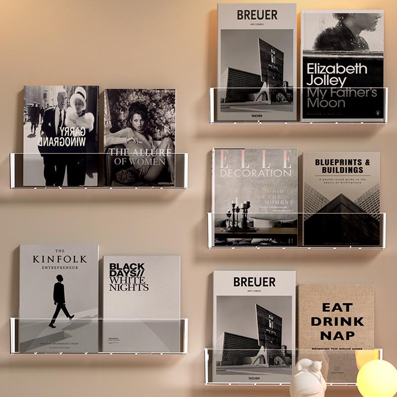 Adhesive Wall-Mounted Transparent Children's Bookshelf