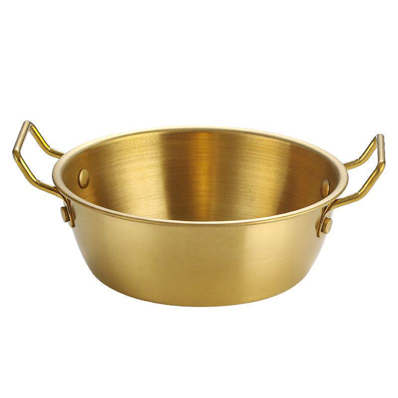 Juego de Cuenco para Vino de Arroz y Plato para Aperitivos de Acero Inoxidable con Doble Asa Estilo Coreano
