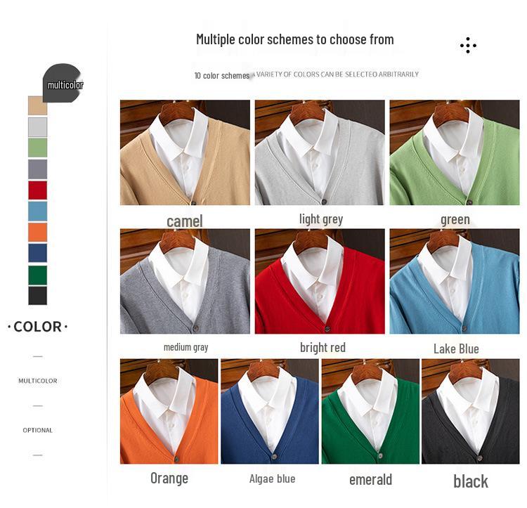 Men's Classic V-Neck Single-Breasted Korean-Style Loose Knit Cardigan Sweater