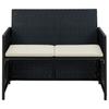 2 Seater Garden Sofa with Cushions Black Poly Rattan