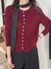 Women's Versatile Wool Knit Cardigan - Round Neck Single-Breasted Sweater