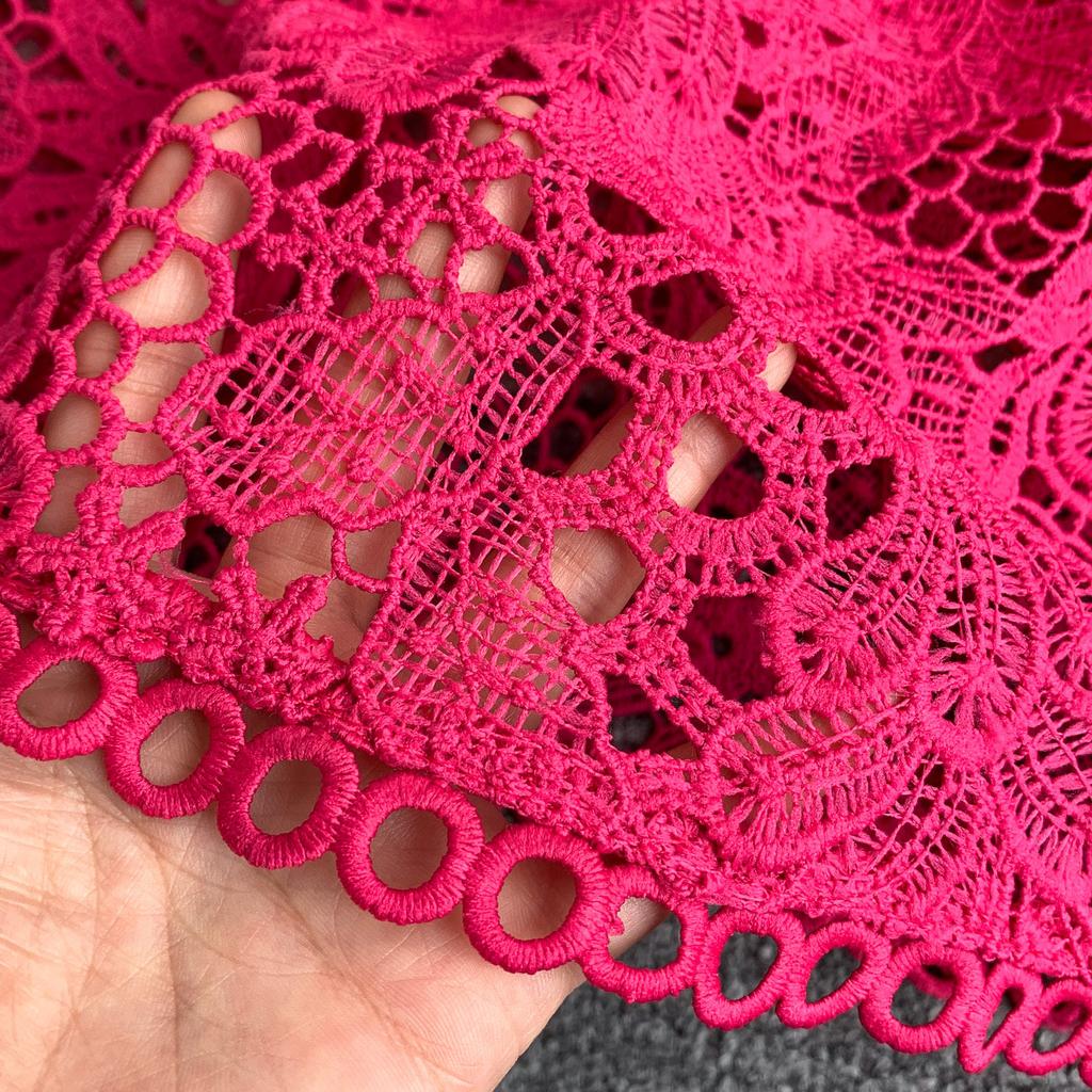 Elegant Lace Hollow Out Long Dresses Women's Holiday Short Sleeve Cape Embroidery Evening Party Summer Dress