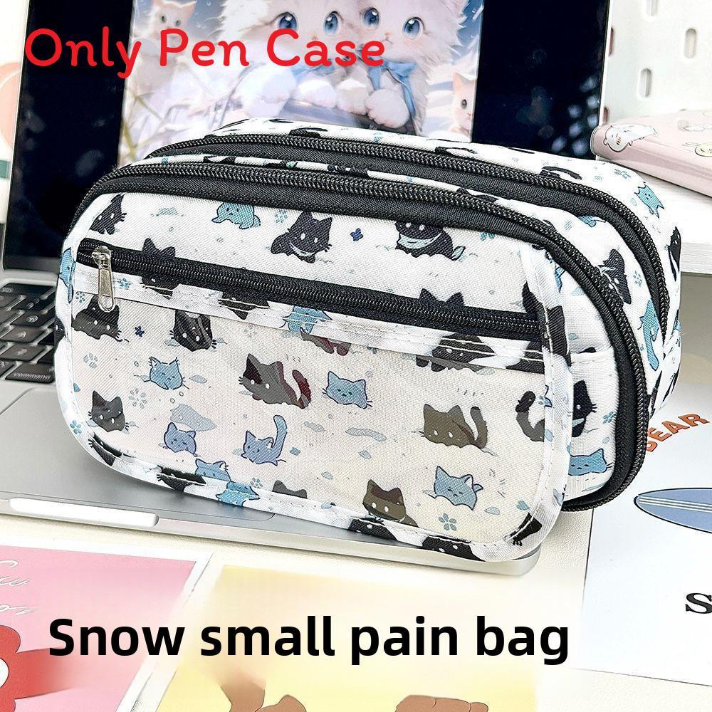 Small Red Book Cartoon Pencil Case With Multilayer Storage And Zipper For Students