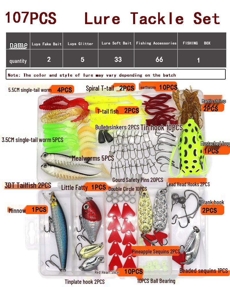 Lure Spinner & Soft Bait Thunder Frog Minnow Hook Combo Set In Box