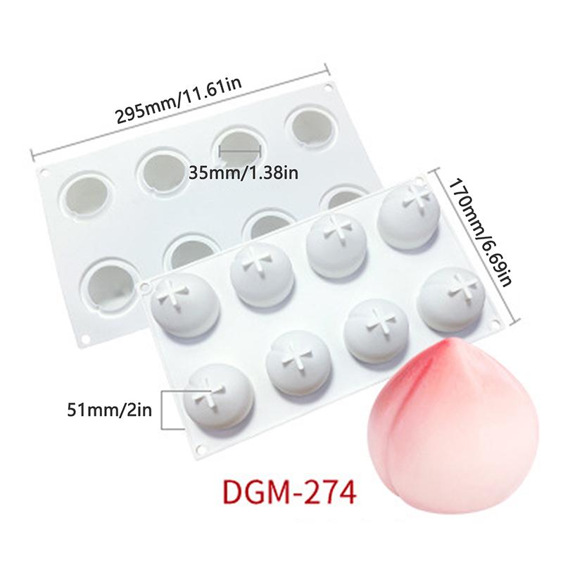 3D Peach Mousse Cake Silicone Mold Homemade Ice Cream Custard Pudding Baking Mold Cube Tray Wedding Festival Parties