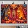 2D Plane Background Fabric for Indian Wedding Celebration with a Magnificent Colorful Curtain As the Core of the Scene.