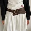 Retro Bohemian Brown Wide Waist Corset Belt for Women - Leather Kawanishi Style Accessory