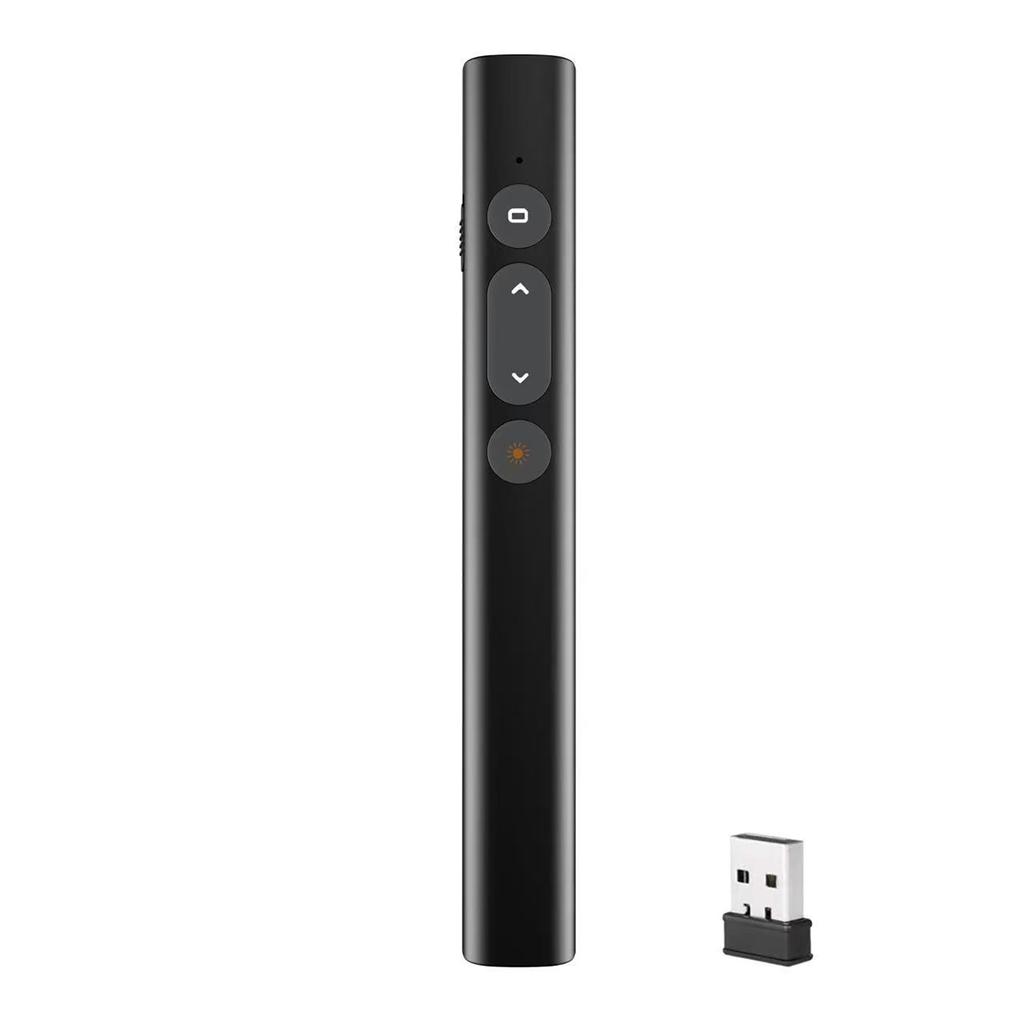 Wireless 2.4GHz Presenter with USB Receiver, Plug and Play Clicker, Presentation Remote, Page Turner, Red Pointer, 30M
