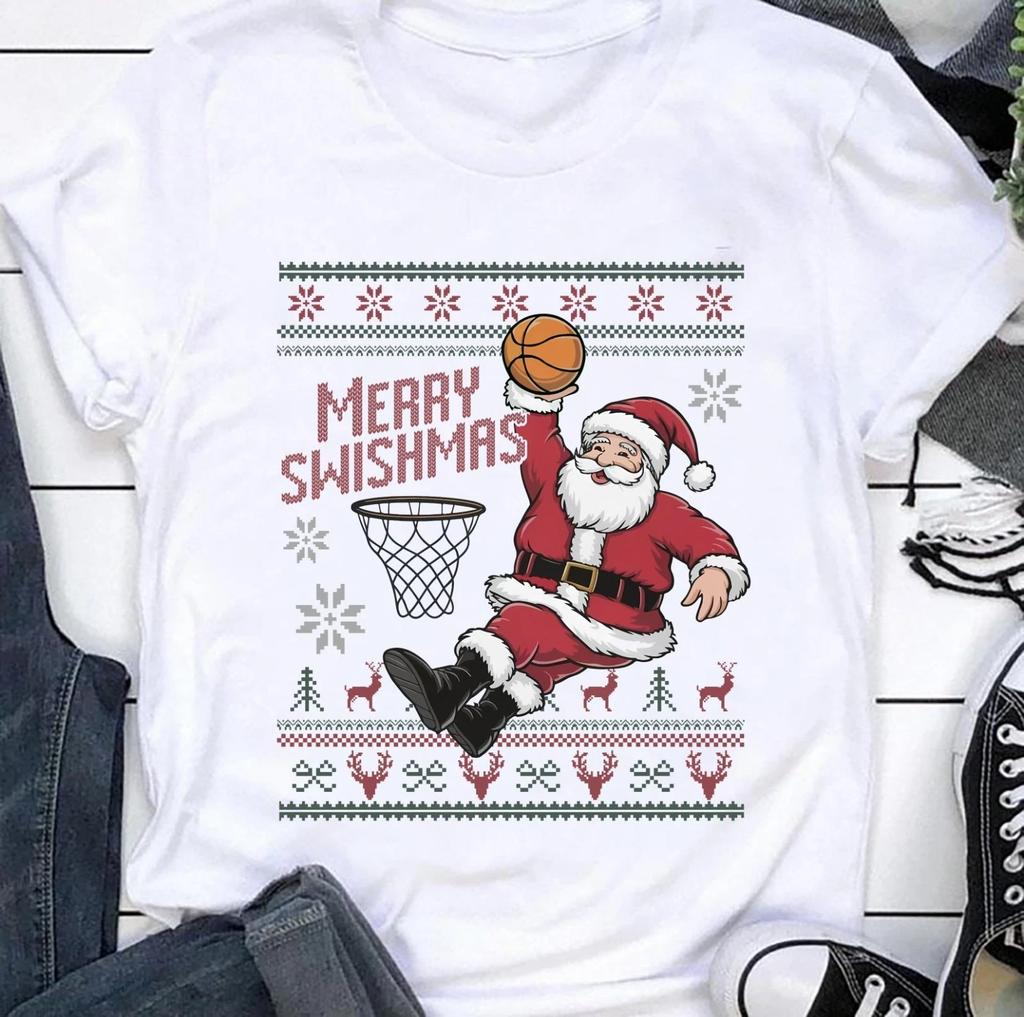 Cute Santa Playing Volleyball Nerry Swishmas Shirt S-5XL Q8748