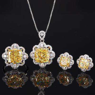 Schmuck Hochkarbon Diamant Eisblumenschliff Kupfer Inlay Gelbes Diamantset Weiblich Blei 12 * 12 * 8 * 8