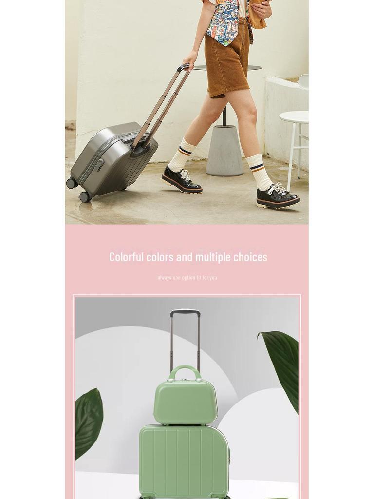 Unisex 18" Lightweight Japanese Trolley Suitcase - Compact Travel Bag for Students