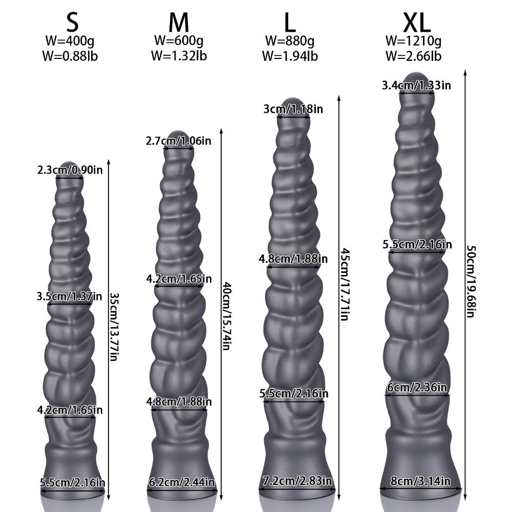 Extra Long Spiral Ridged Anal Plug - Silicone Dildo for Deep Stretching & Prostate/G-Spot Stimulation, Sex Toy for Men & Women
