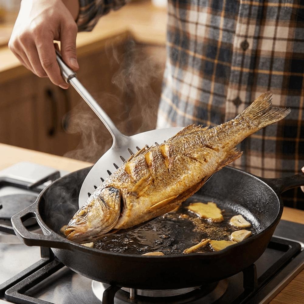 Non-Scratch Steak Turner Stainless Steel Egg Pan Scoop Flipping Spatula  Outdoor Cooking