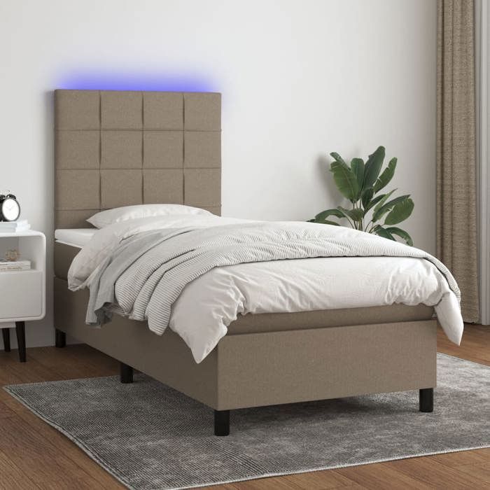 VidaXL Sommier à Lattes de Lit avec Matelas et LED, Lit Rembourré, Lit Simple, Lit Adulte de Chambre à Coucher Intérieur, 3134841