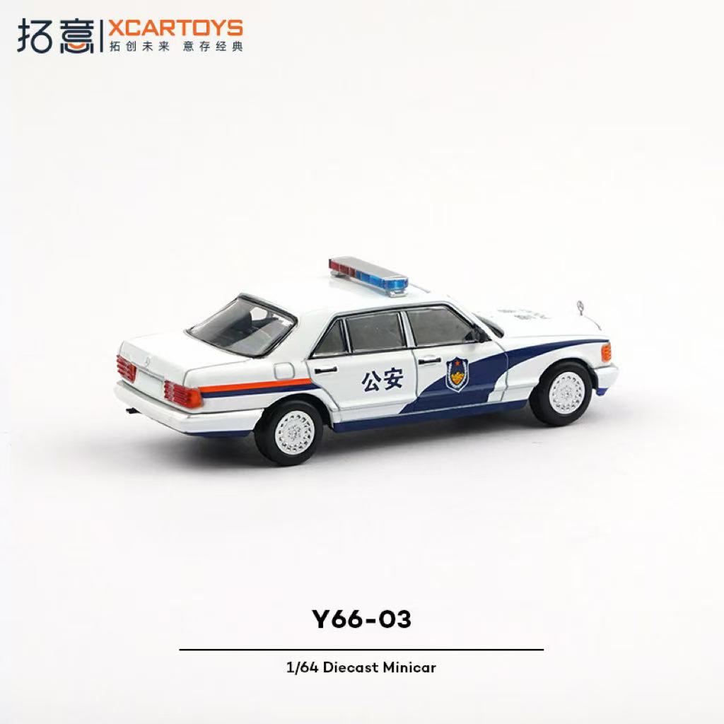 Tuoyi 1/64 alloy simulation police sedan collectible ornament Mercedes Benz 560SEL police car model Alloy Car Collection Ornamen