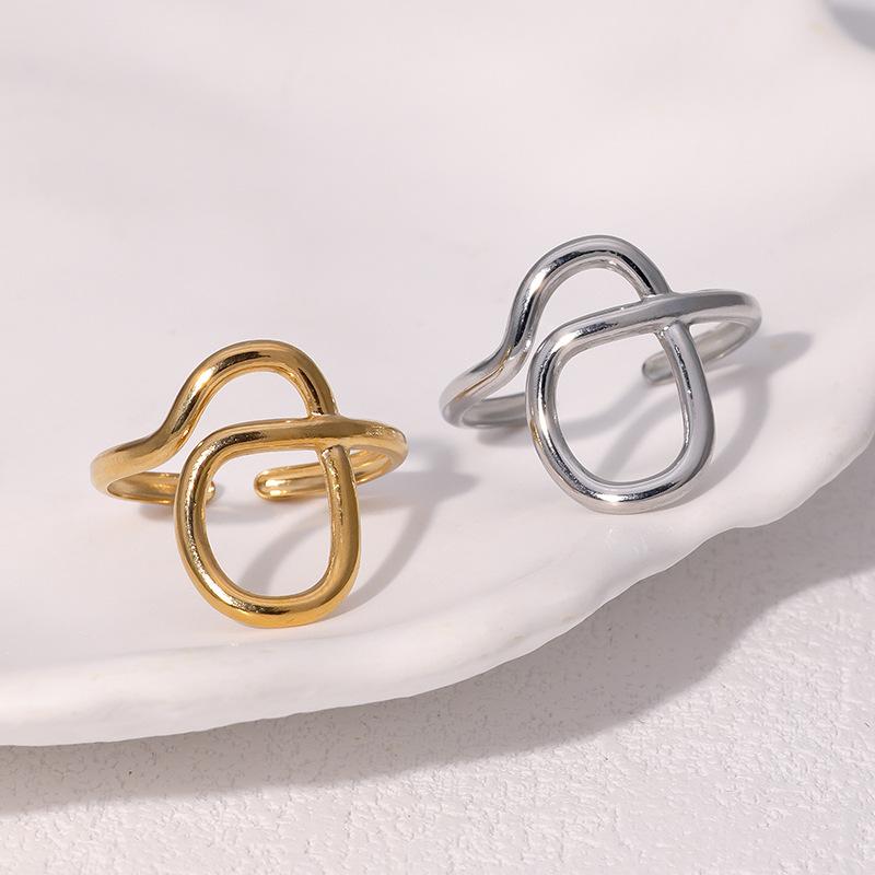 Simple Geometric Stainless Steel Ring Unisex Fashion Jewelry Line Wrapping Gold Plated Adjustable Rings Couples Gift Items