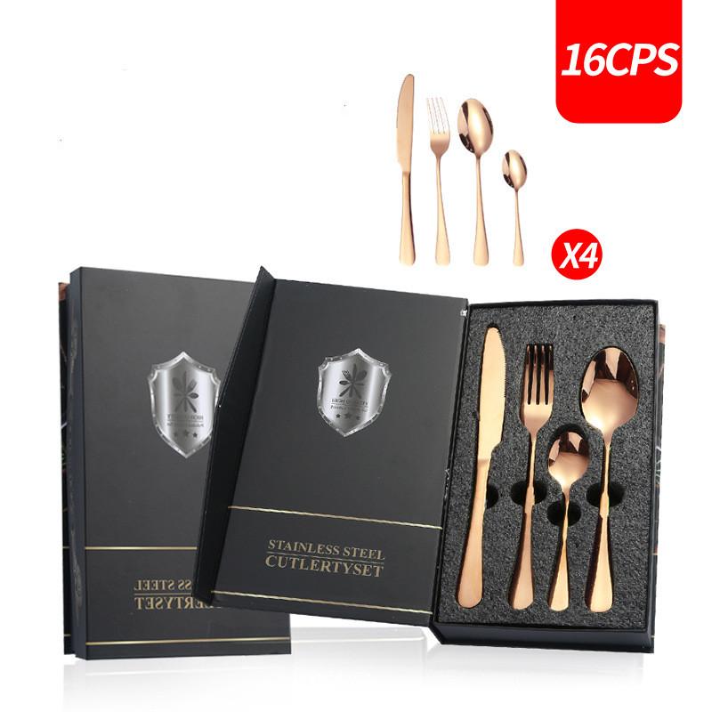 16pcs 20pcs 24pcs Stainless Steel Tableware Set Rainbow Dinnerware Knife Fork Coffee Spoon Cutlery Western Dinner Hotel Flatware