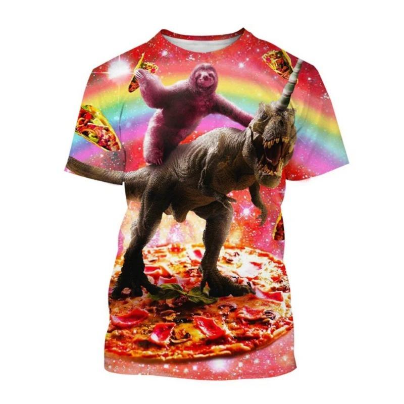 Men s T-Shirt Funny Animal Pattern Short Sleeve Cute Print Casual T-Shirt Round Neck Top Street Fashion Summer Men s Clothing S