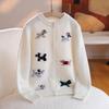 Kinder-Cardigan aus 100% reiner Wolle, gestrickt, mit Cartoon-Motiv, koreanischer Stil, Rundhals-Pullover für Jungen und Mädchen