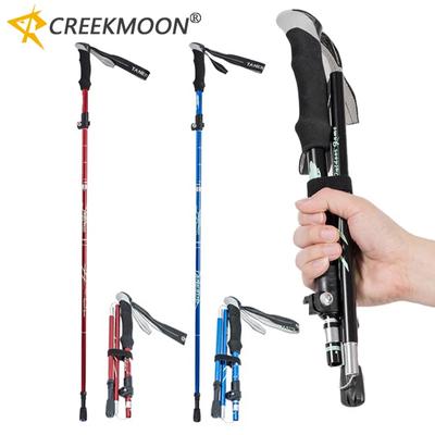 2 stuks Ultralicht Opvouwbare Trekkingstok Draagbare Anti-Schok Alpenstok Sneeuw Wandelstok voor Buiten Verstelbare Klimmen Wandelstokken