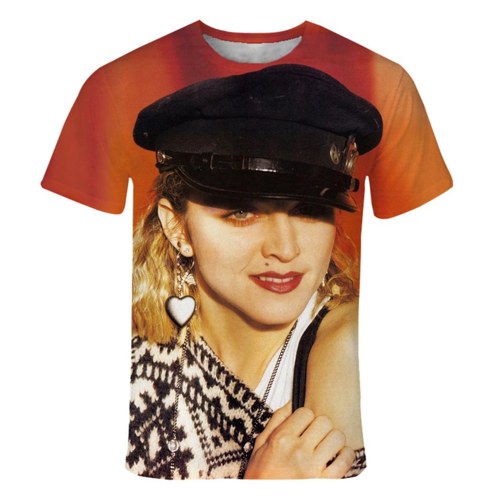 T-shirt Stampata 3D con Modello di Madonna Estate Tendenza Moda Top Personalizzato a Maniche Corte Abbigliamento Casual Comodo Harajuku Girocollo da Uomo