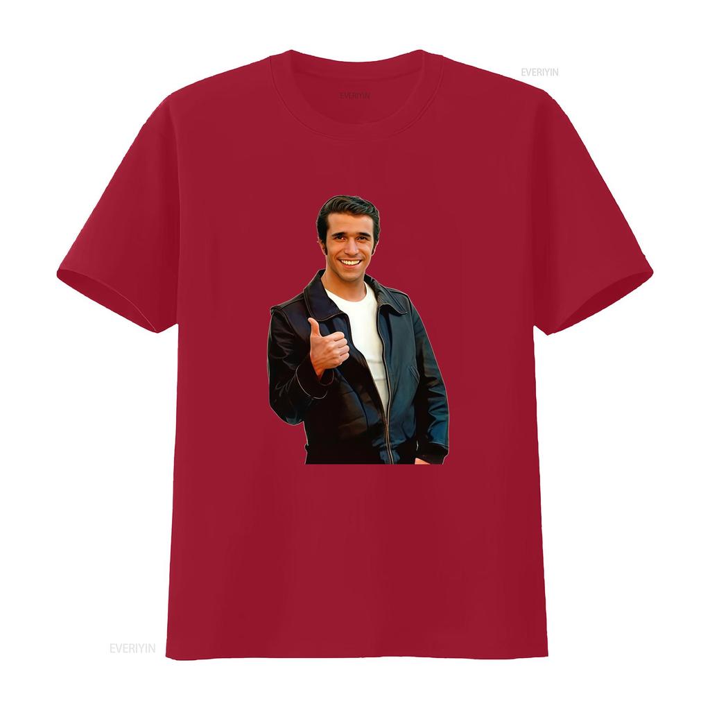 Retro S Vintage Fonzie Thumbs Up Cool Guy Funny Print Casual T Shirt Vintage Washed Soft Unisex Top For Everyday Wear