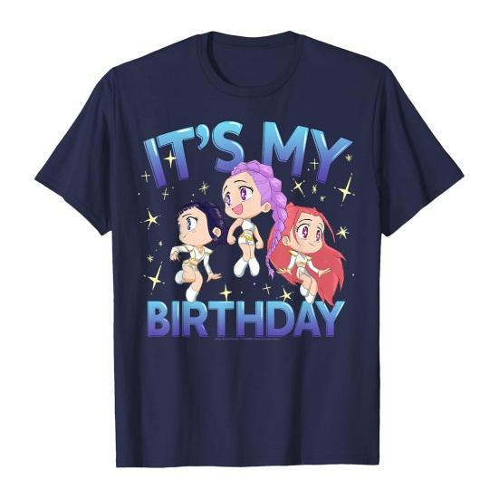 

Tee Shirt Round Neck Short Anime Pattern Women Sleeve Cartoon T-shirt Loose Fit Breathable Casual Blouse L темно-синього кольору