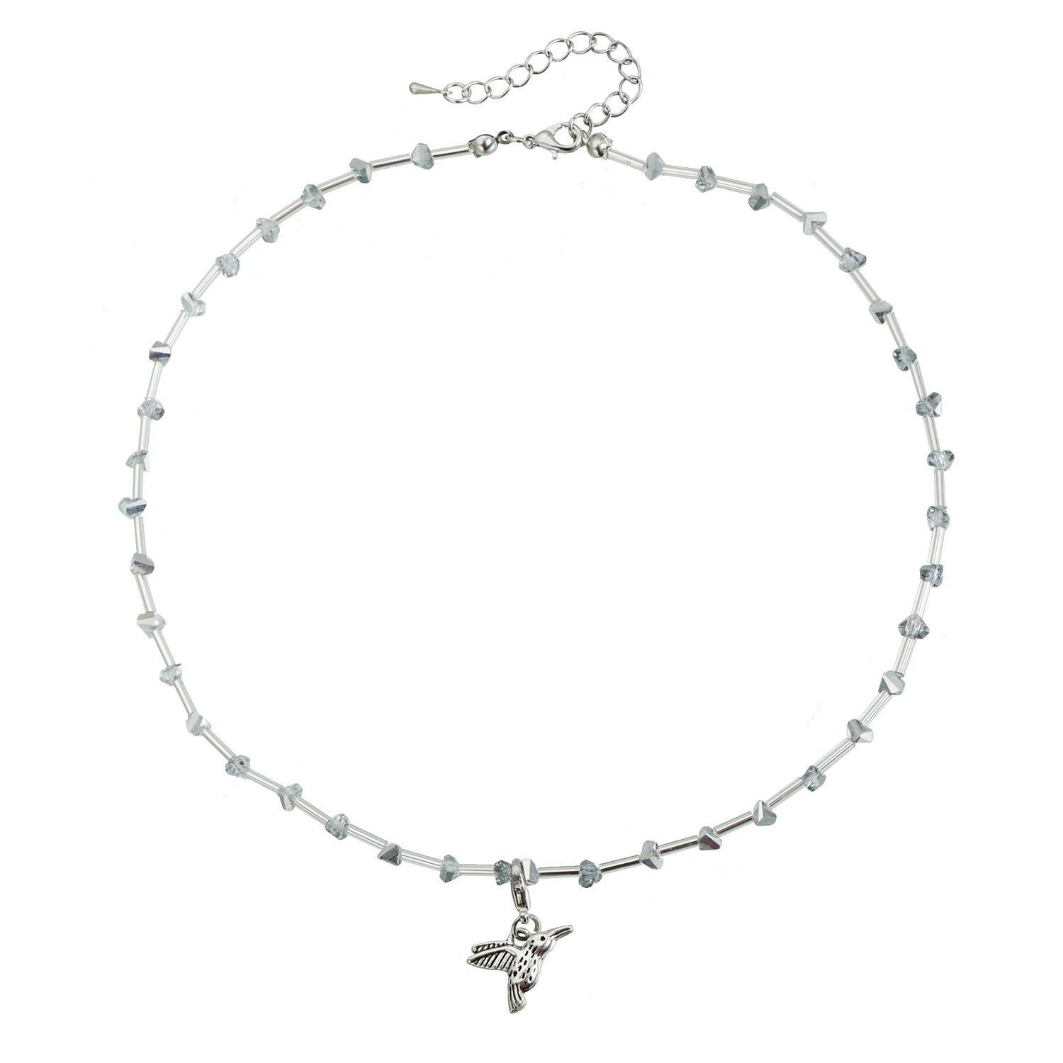 

Irregular special-shaped crystal splicing bird pendant collarbone chain design necklace