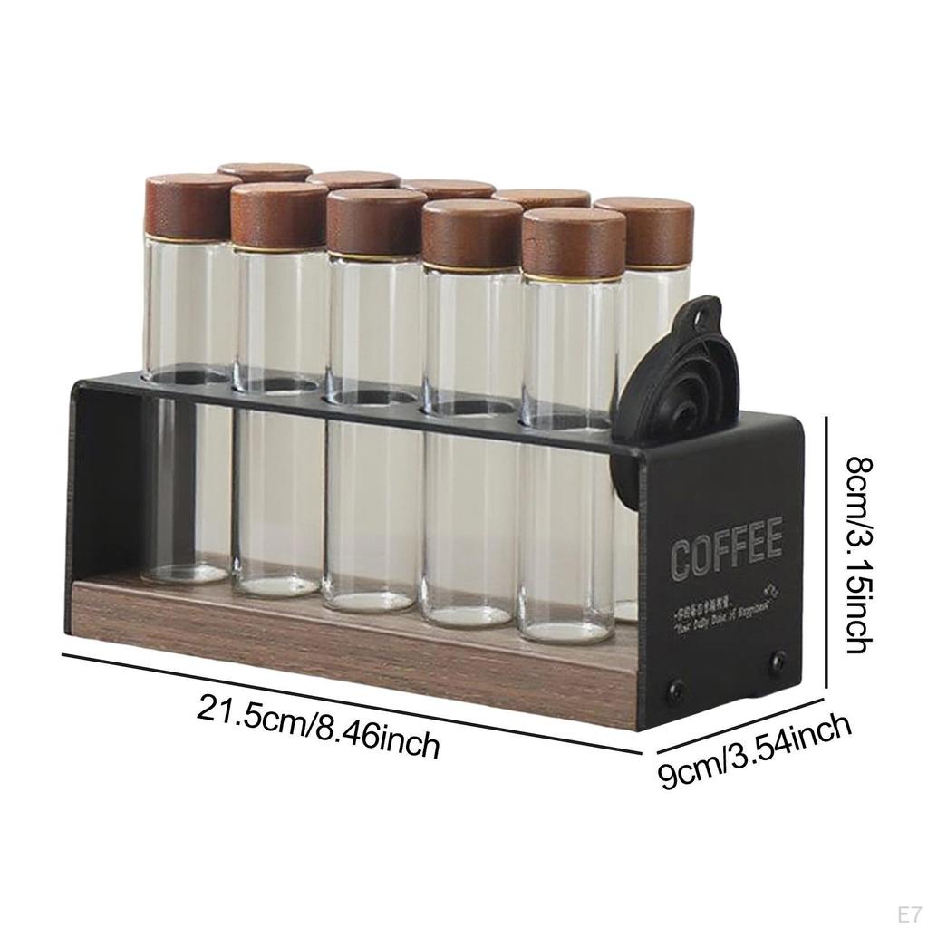 Skleněný držák/dávkovač na kávová zrna 8,5 palce x 3,5 x 3,2 palce pro efektivní kontrolu porcí